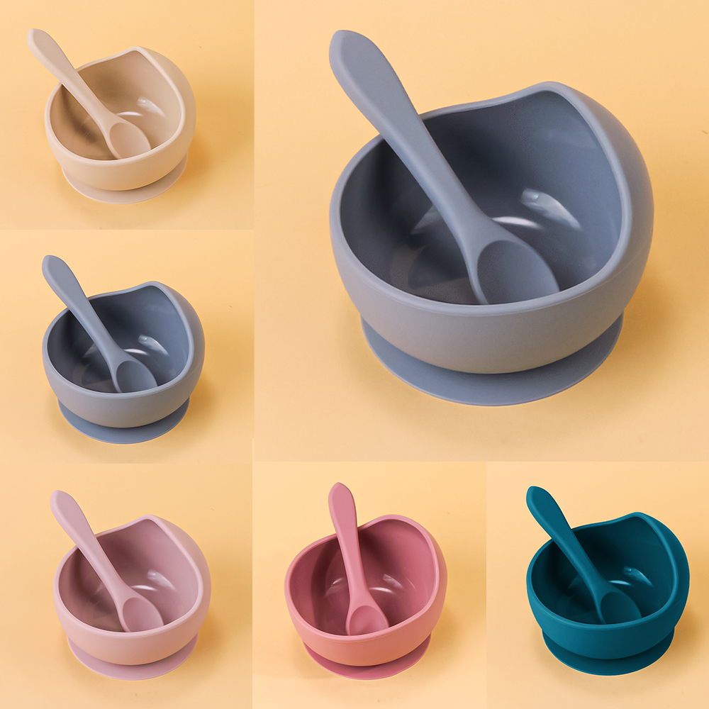 Infant Young Training Tableware, Silicone Sucker Bowl Feeding, Baby Supplementary Food Bowls For Learning To Eat pink