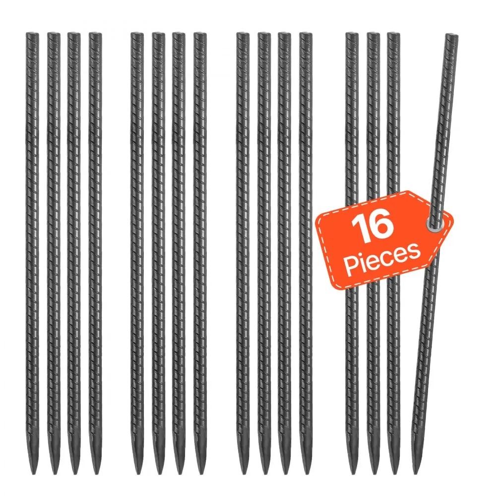 Heavy Duty Diameter Rebar Stakes, Galvanized Steel Ground Anchors With Chisel Point End, For Fence, Gardening Support Heavy Duty Diameter Rebar Stakes, Galvanized Steel Ground Anchors With Chisel Point End, For Fence, Gardening Support