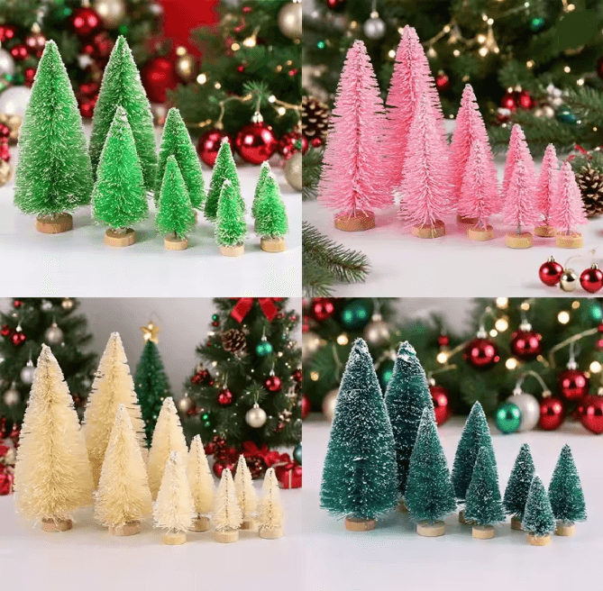 Mini Wood Christmas Trees Tabletop Decor Set d