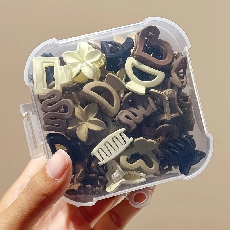 Beige Mixed Pack Small Hair Clips Cute Accessories For Girls And Women brown 30 Pieces