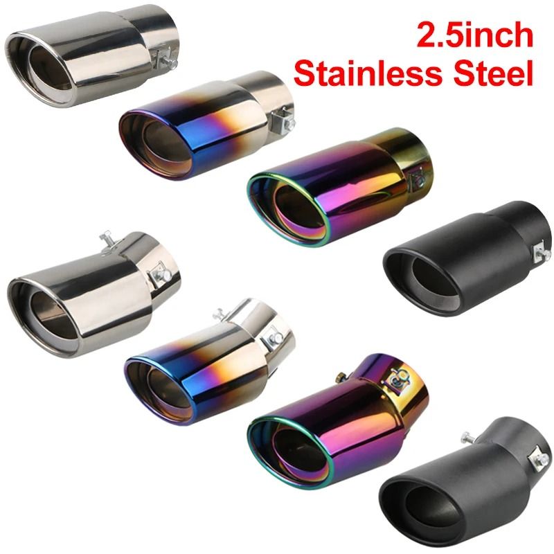 Car Exhaust Muffler Tip Pipe Stainless Steel Chrome Rear Tail Trim burnt Blue Straight