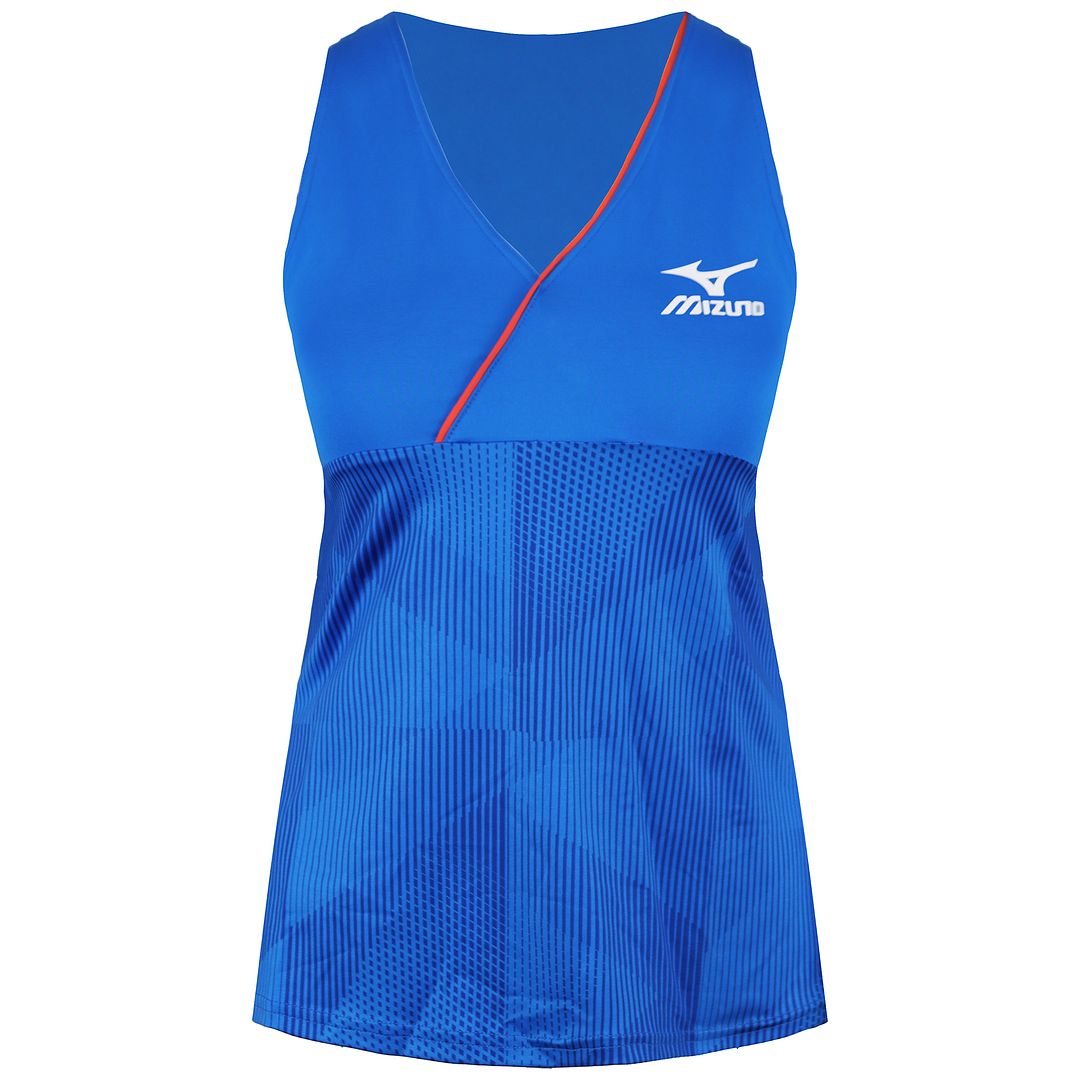 Mizuno – Bedrucktes blaues Tanktop für Damen Image