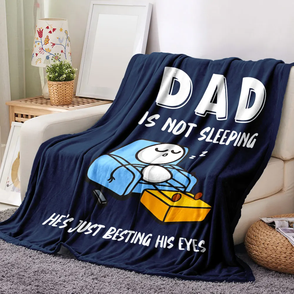 Decke „Papa's Besting His Eyes“ – verspieltes Cartoon-Design, weicher, gemütlicher Überwurf für Papa – perfekt für Lazy Afternoons, Heimdekoration oder G Image