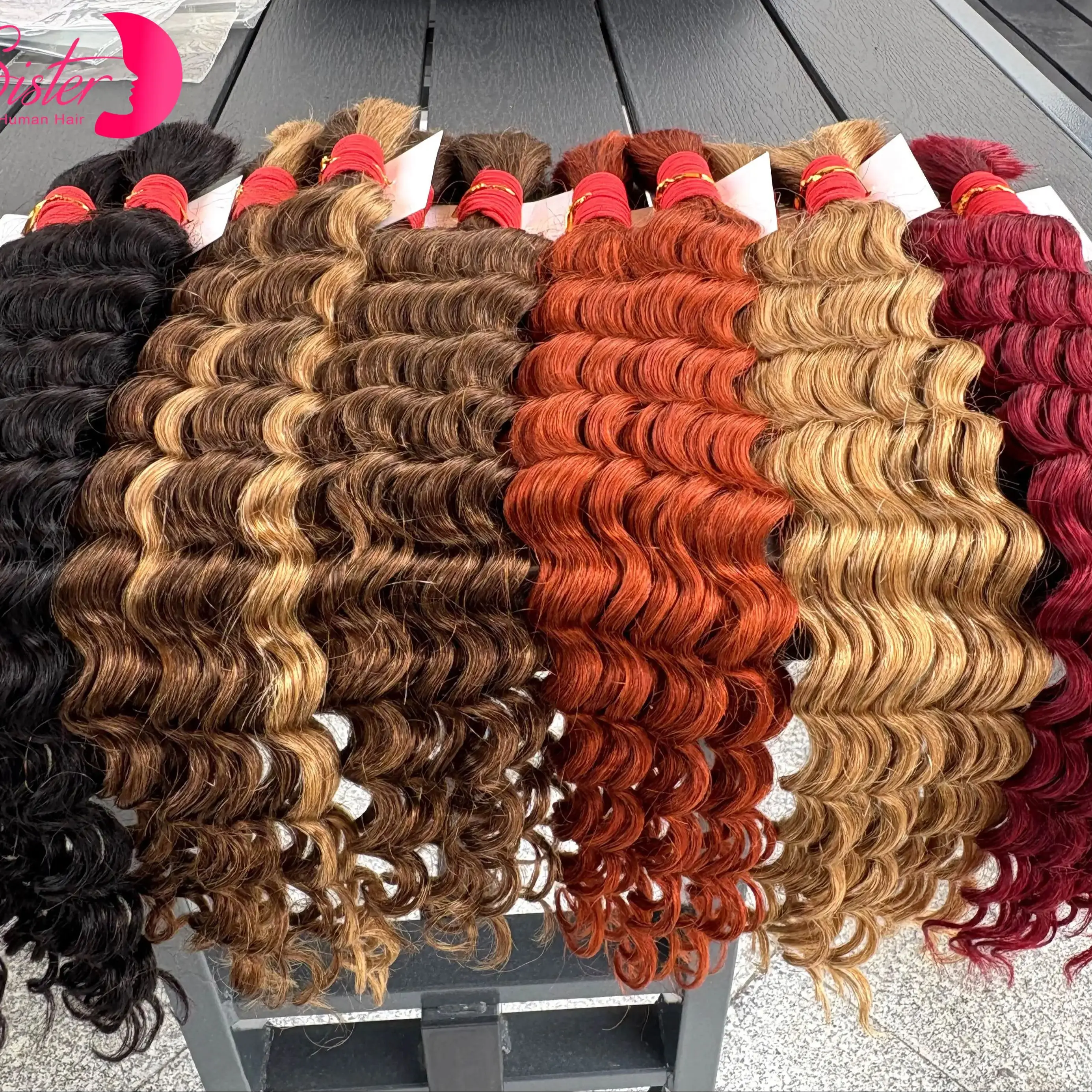 22 24 pollici onda profonda capelli umani sfusi per trecce Boho senza trama colorata 100% 12A capelli umani estensioni ricci sfusi per intrecciare