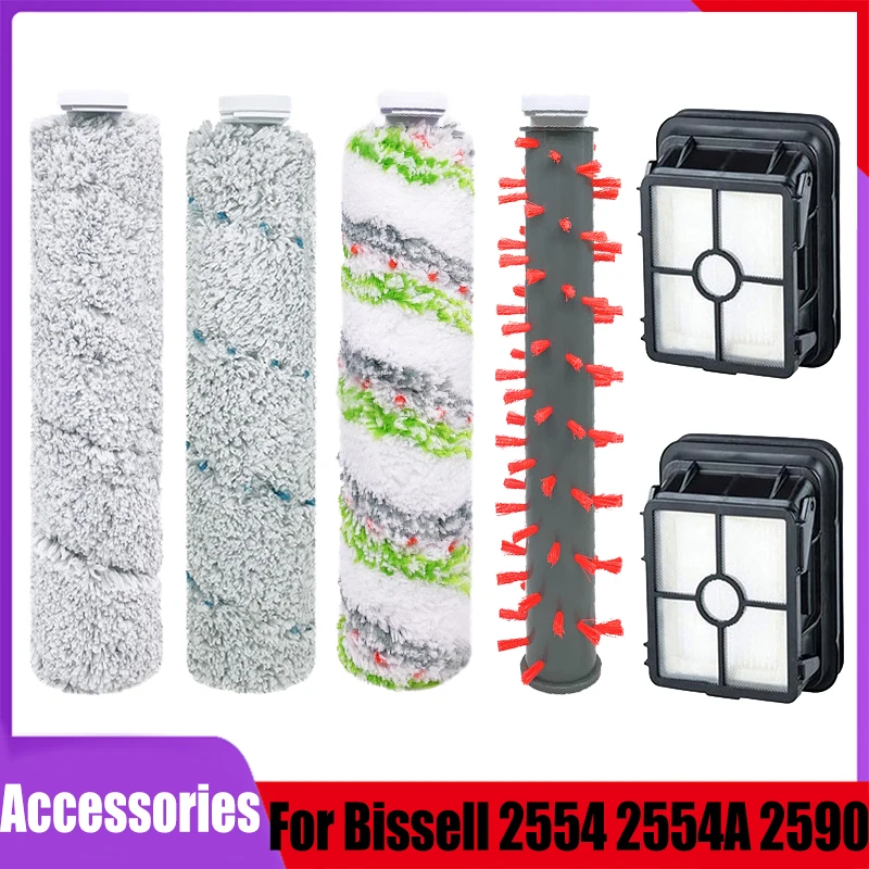 Kompatibel für Bissell Crosswave Cordless Max 2554A 2554 2590 2593 2596 2596B 2765 2765F Ersatzteile Roller Pinsel Hepa-Filter Image