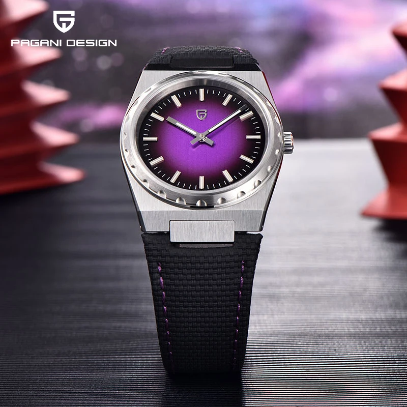 PAGANI DESIGN 2025 neue dünne 7 mm Herren-Quarzuhr VJ21 37 mm Saphir-Edelstahl wasserdicht 10 Bar leuchtend C3 Reloj Homme Image