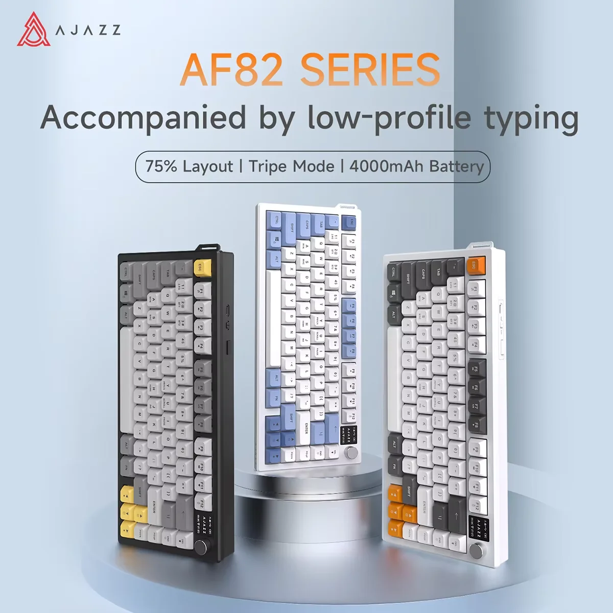 AJAZZ AF82 Tastiera da ufficio a basso profilo Tastiera da gioco RGB cablata/wireless Layout al 75% 82 tasti Batteria da 4000 mAh per Win/Mac