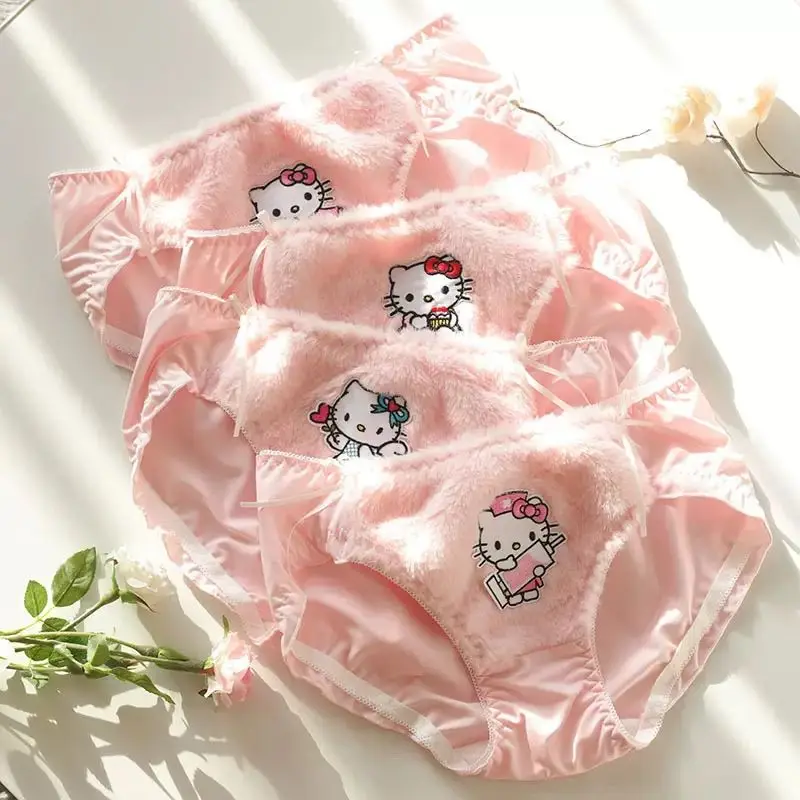 Neue Cartoon Sanrio Hello Kitty Sanrio Animation Periphere süße Unterwäsche Y2k Herbst und Winter Katzenpfote Plüschunterwäsche 35-50 kg
