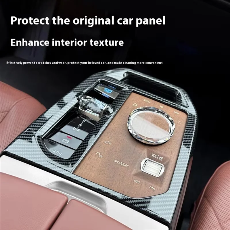 Mittelkonsole Innen Zubehör Getriebe Shift Panel Abdeckung Trim ABS Carbon Faser Für BMW IX 2022-2025 LHD Image