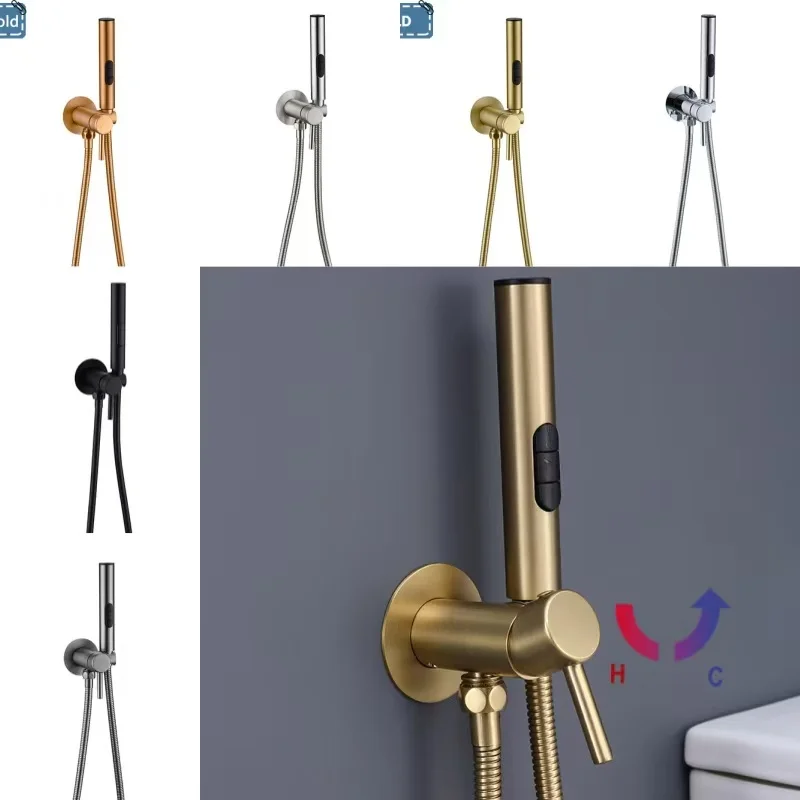 BrusheRoseGold robinet de bain à trois fonctions en laiton, robinet rond à pulvérisation sanitaire, mélangeur d'eau chaude et froide, toilettes, salle de bains, salle de bains, douche