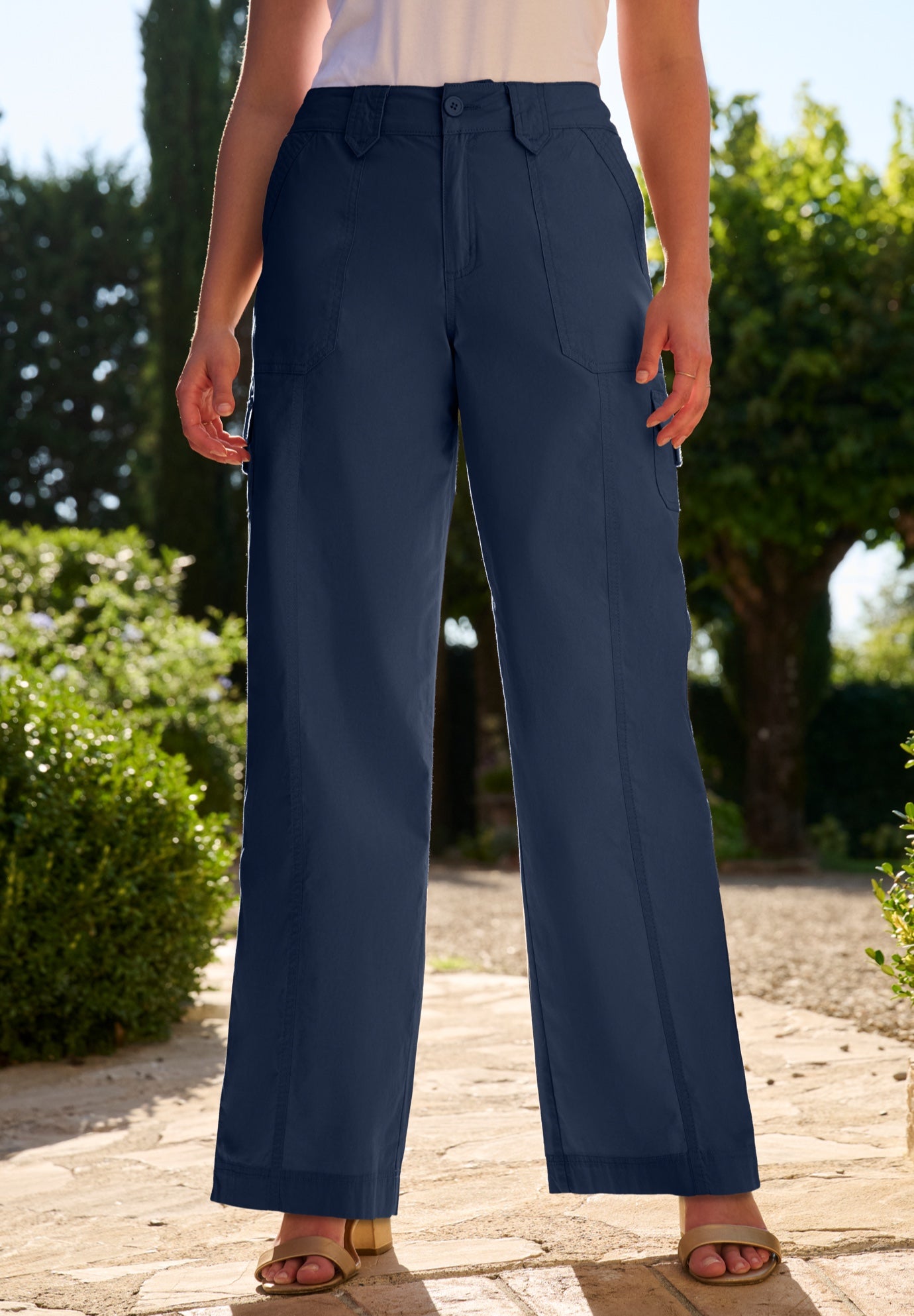 Plus Size Women's Wide-Leg Cargo Pants by Roaman's in Navy (Size 28 W)