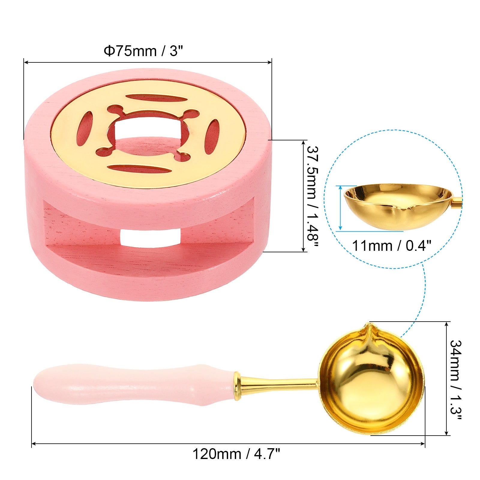 Wax Stamp Seal Kit, Wax Seal Warmer with Melting Spoon Retro Melt Stove Pot Furnace Tool for Wax Sealing Bead