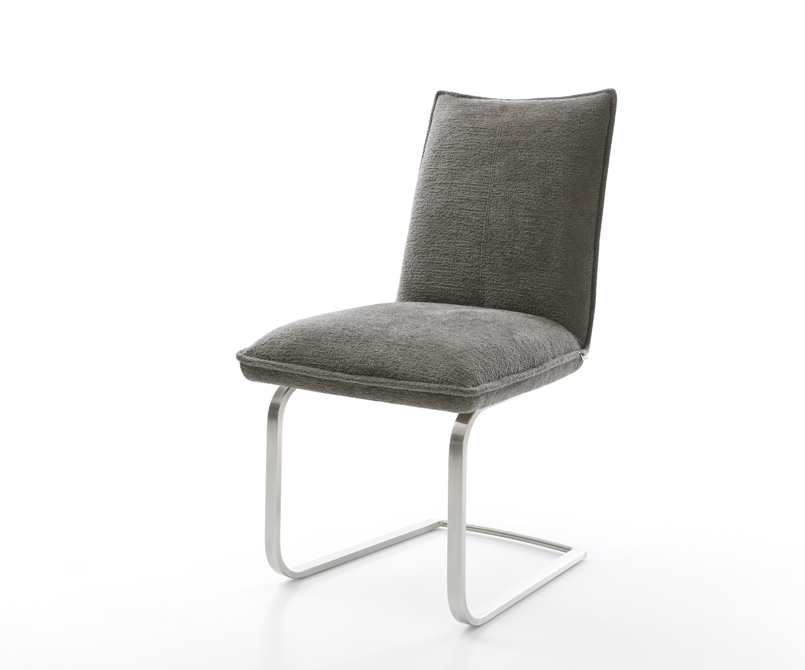 DELIFE Freischwinger Lelio-Flex Bouclé Soft Schlamm Freischwinger flach Edelstahl Taschenfederkern, Esszimmerstühle Image