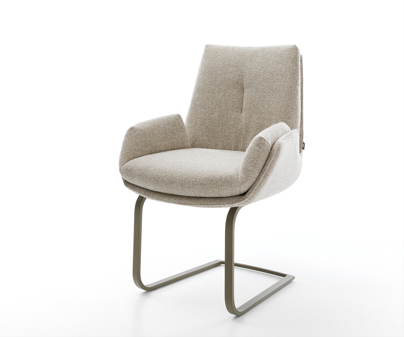 DELIFE Freischwinger Clea-Flex Webstoff Soft Beige Freischwinger flach Effektfinish Titan, Esszimmerstühle Image