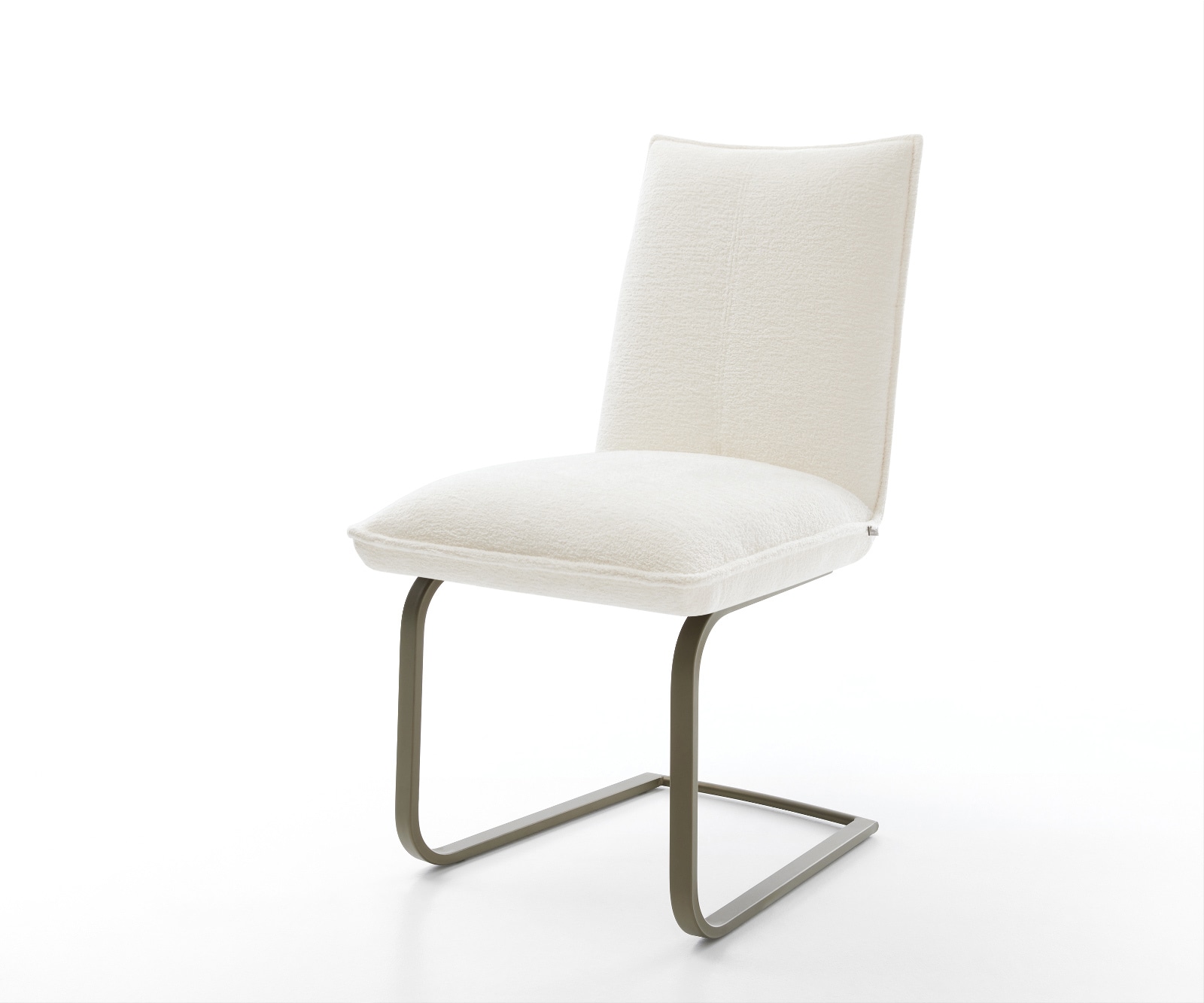 DELIFE Freischwinger Lelio-Flex Bouclé Soft Beige Freischwinger flach Effektfinish Titan Taschenfederkern, Esszimmerstühle Image