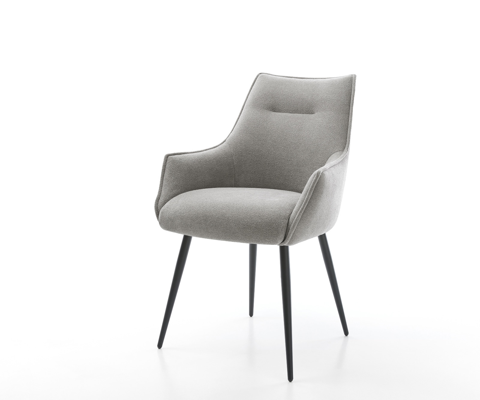 DELIFE Esszimmerstuhl Alja-Flex mit Armlehnen Strukturstoff Soft Grau 4-Fuß konisch Schwarz Taschenfederkern, Esszimmerstühle Image