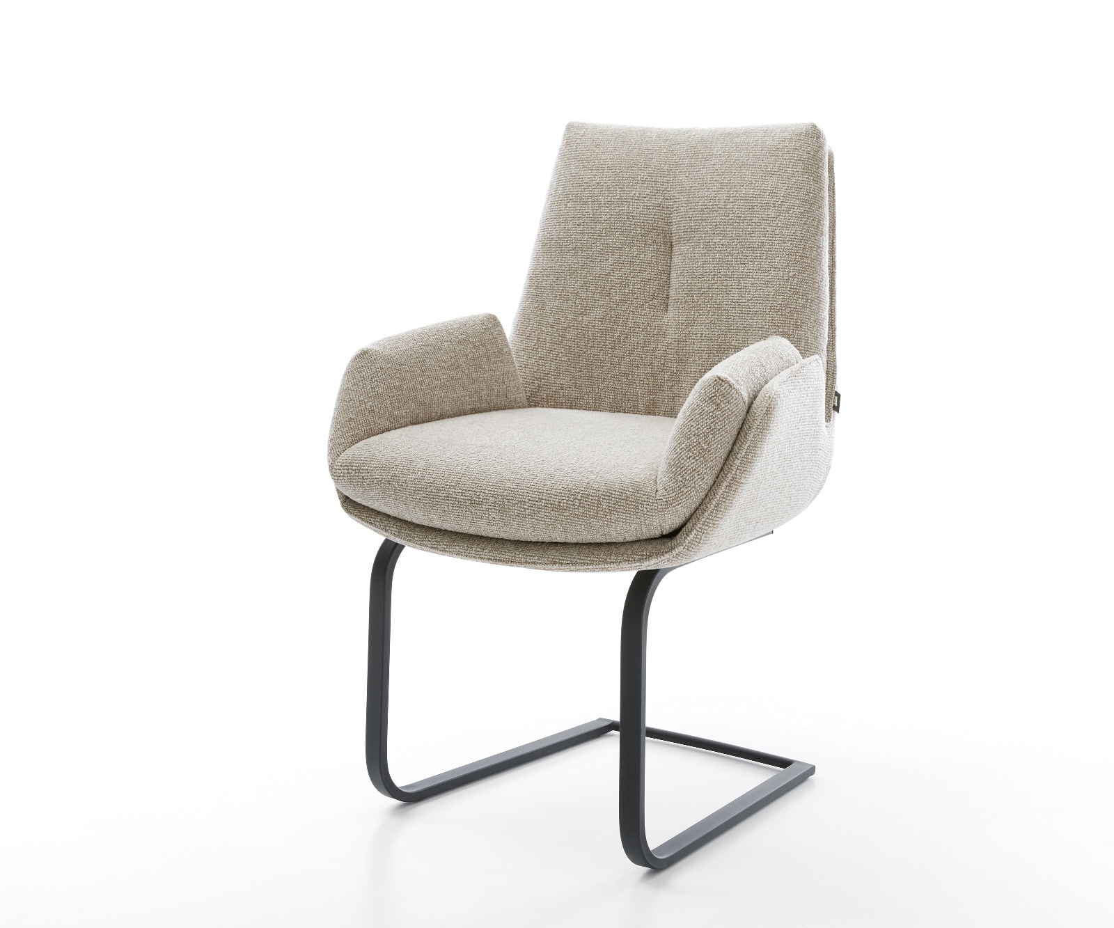 DELIFE Freischwinger Clea-Flex Webstoff Soft Beige Freischwinger flach Schwarz, Esszimmerstühle Image