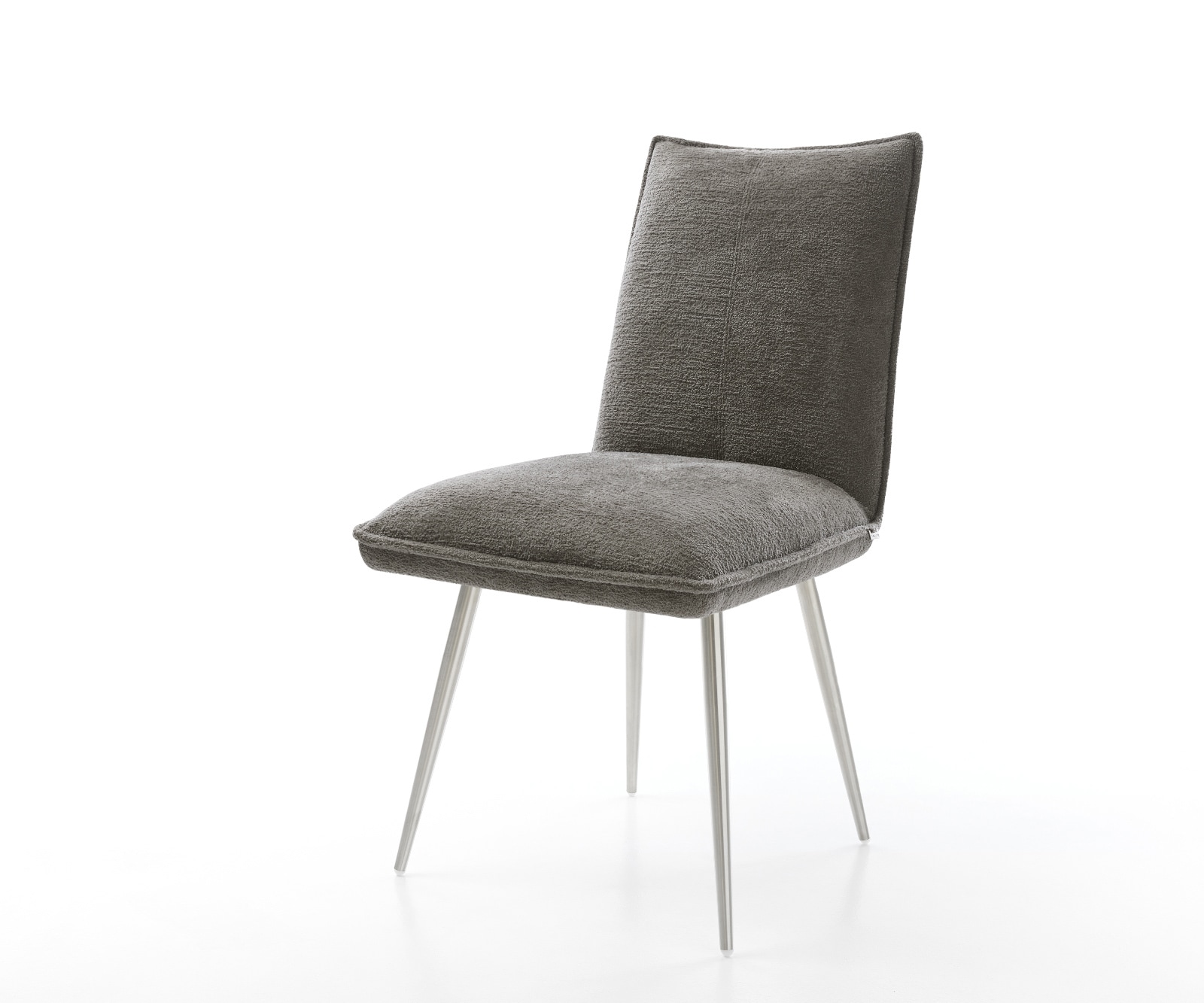 DELIFE Esszimmerstuhl Lelio-Flex Bouclé Soft Schlamm 4-Fuß konisch Edelstahl Taschenfederkern, Esszimmerstühle Image