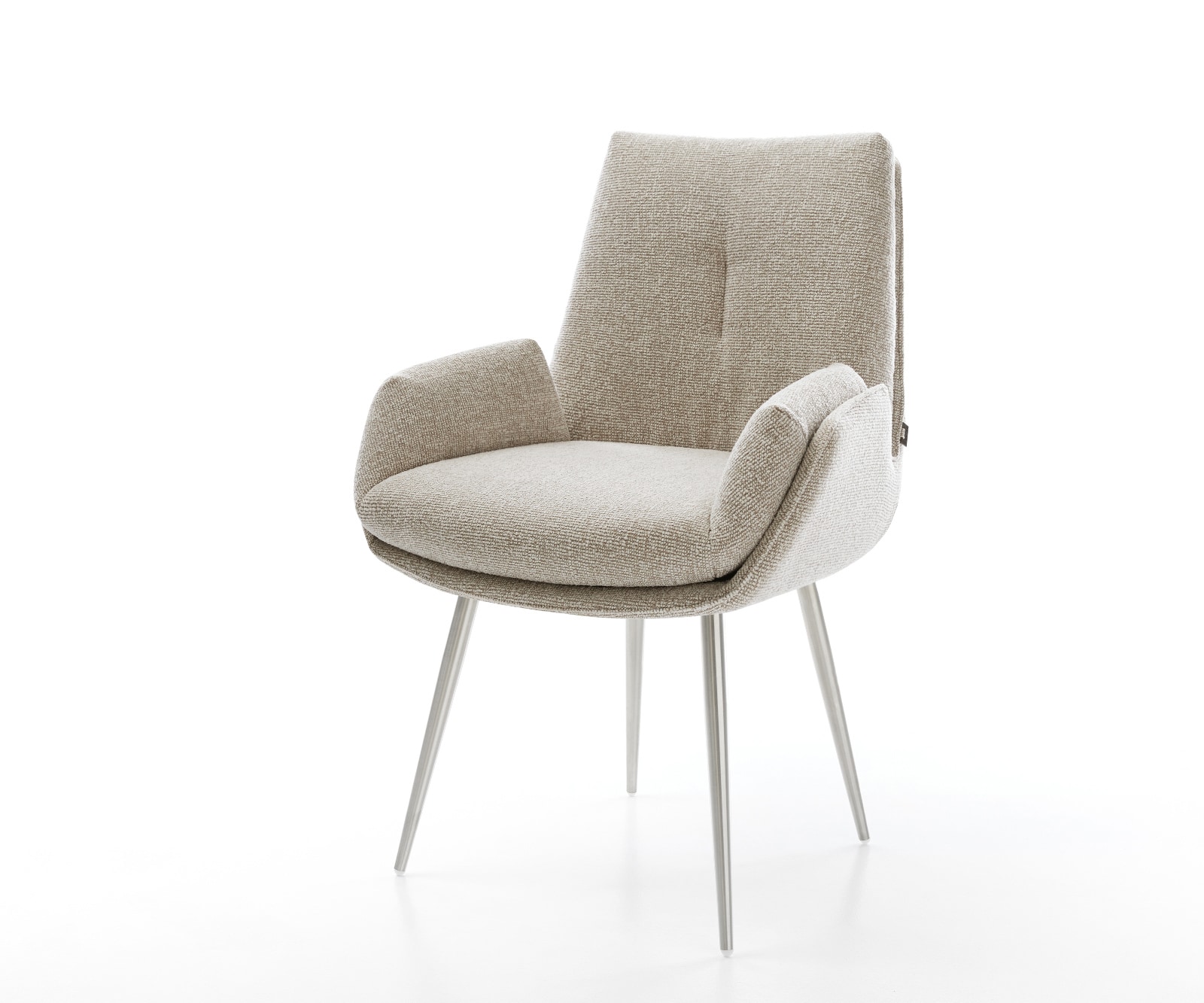 DELIFE Esszimmerstuhl Clea-Flex Webstoff Soft Beige 4-Fuß konisch Edelstahl, Esszimmerstühle Image