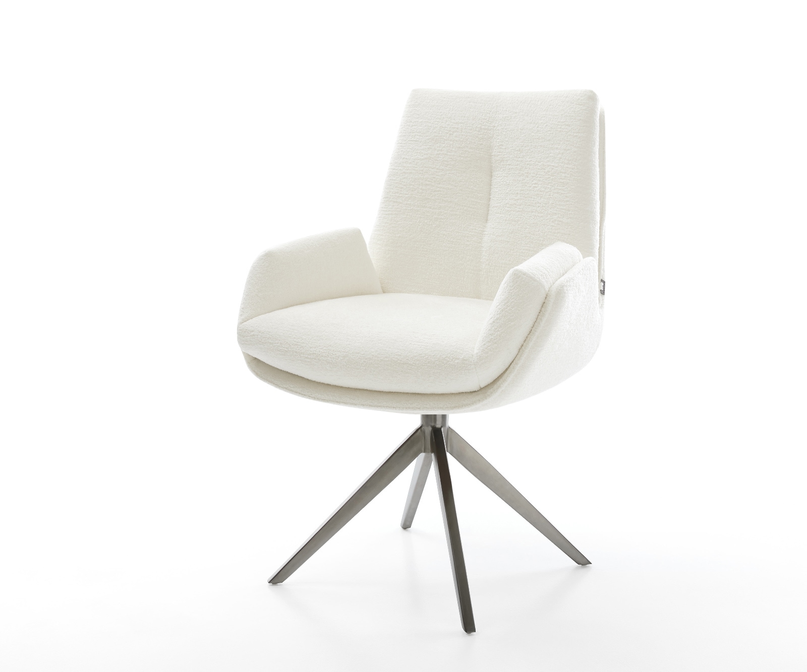 DELIFE Drehstuhl Clea-Flex Bouclé Soft Beige Kreuzgestell breit Graphit 360° drehbar Wippfunktion, Esszimmerstühle Image