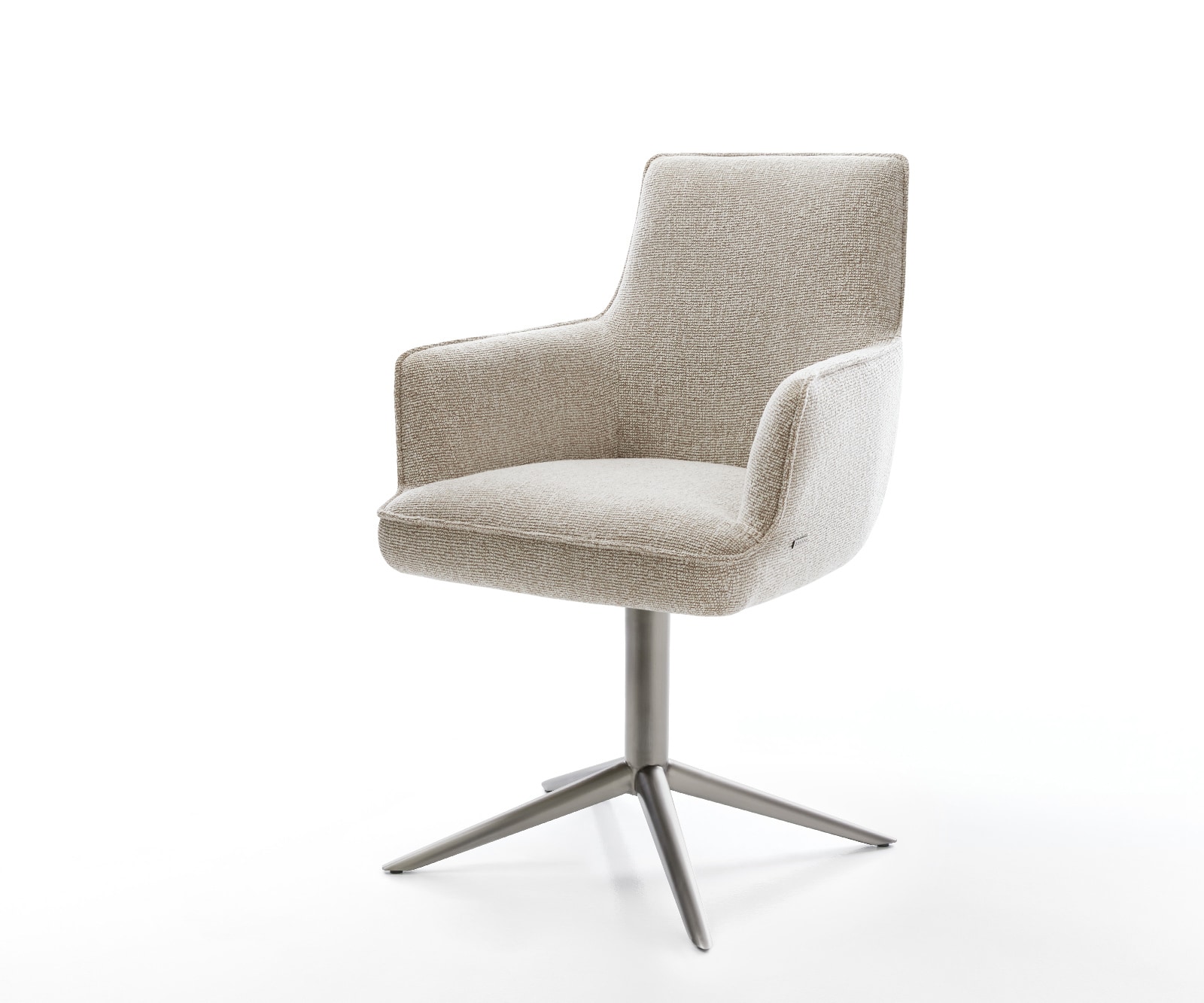 DELIFE Drehstuhl Heira-Flex mit Armlehnen Webstoff Soft Beige Fußkreuz Graphit 360° drehbar Wippfunktion Taschenfederkern, Esszimmerstühle Image