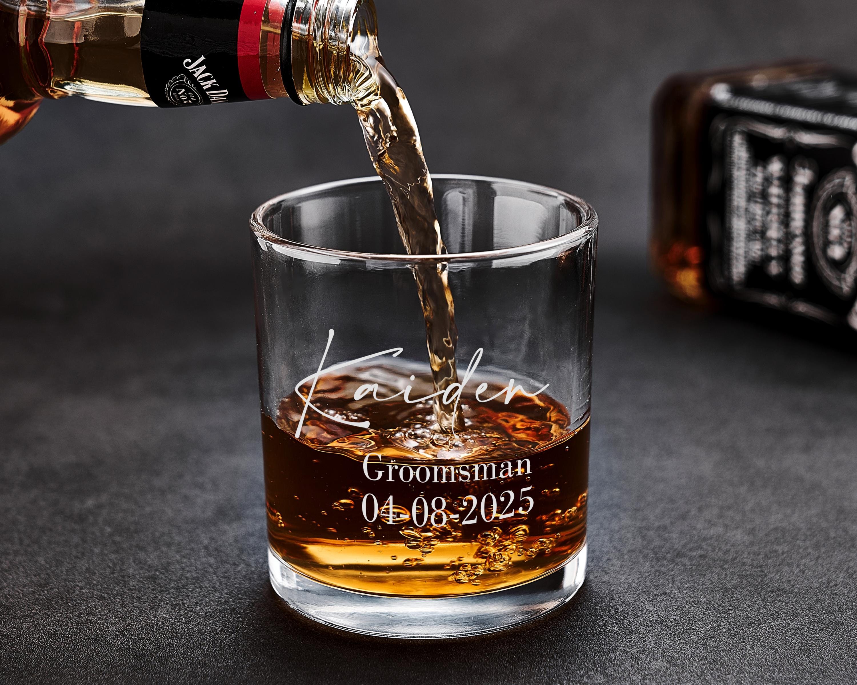 Bicchiere da whisky personalizzato, bicchiere personalizzato per testimone dello sposo, bicchiere Old Fashioned inciso, proposta di matrimonio e ricor