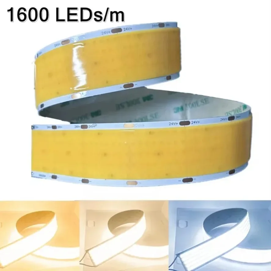1600LED/m 30mm di larghezza Super Bright COB LED Strip DC24V LED Nastro a nastro Illuminazione interna TV Retroilluminazione Nastro flessibile Corda LED Strip