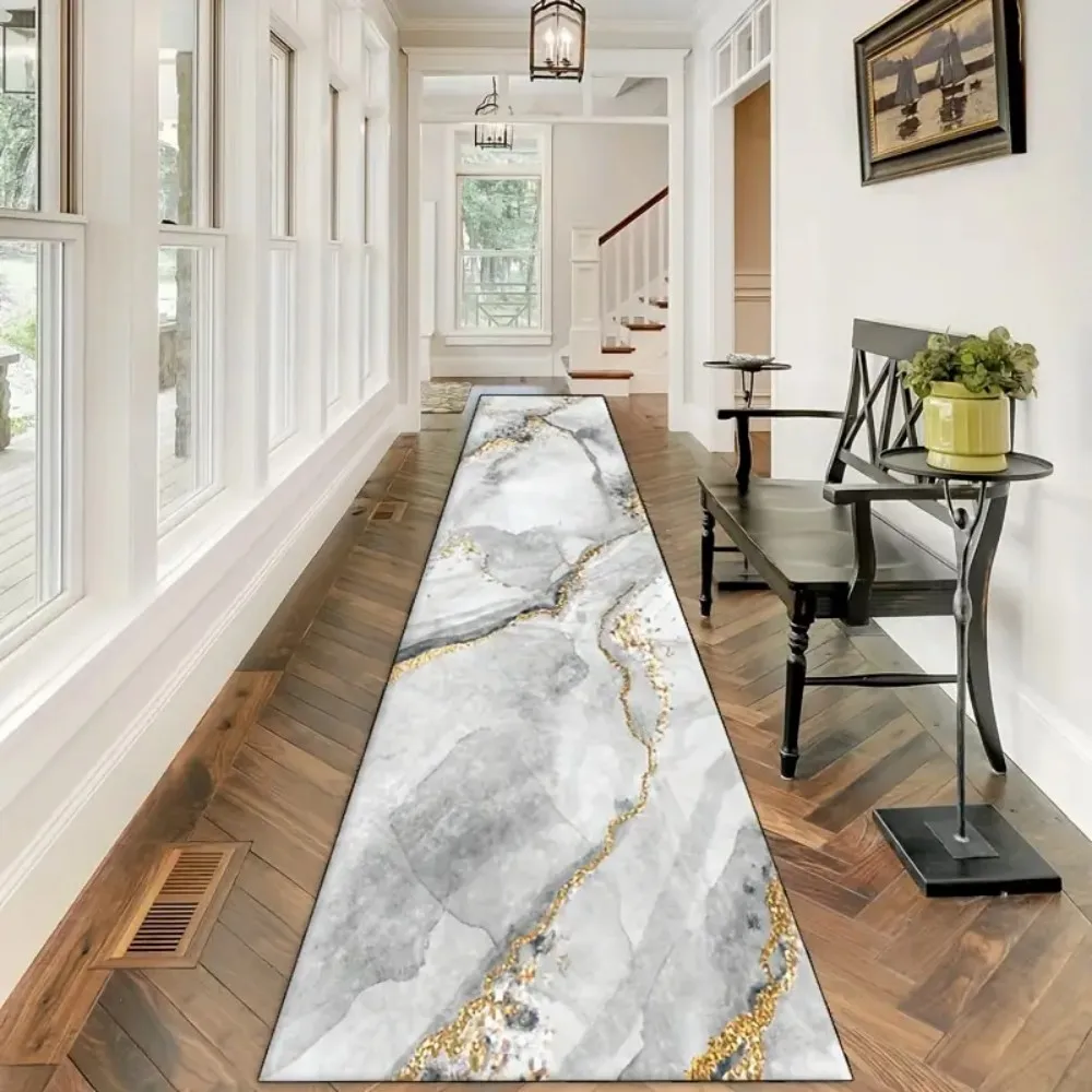 Vintage Abstract Ink Splash Long Corridor Mat Comfortable Non-Slip Soft Suitable for Kitchen Hallway Home Decor Floor Mat