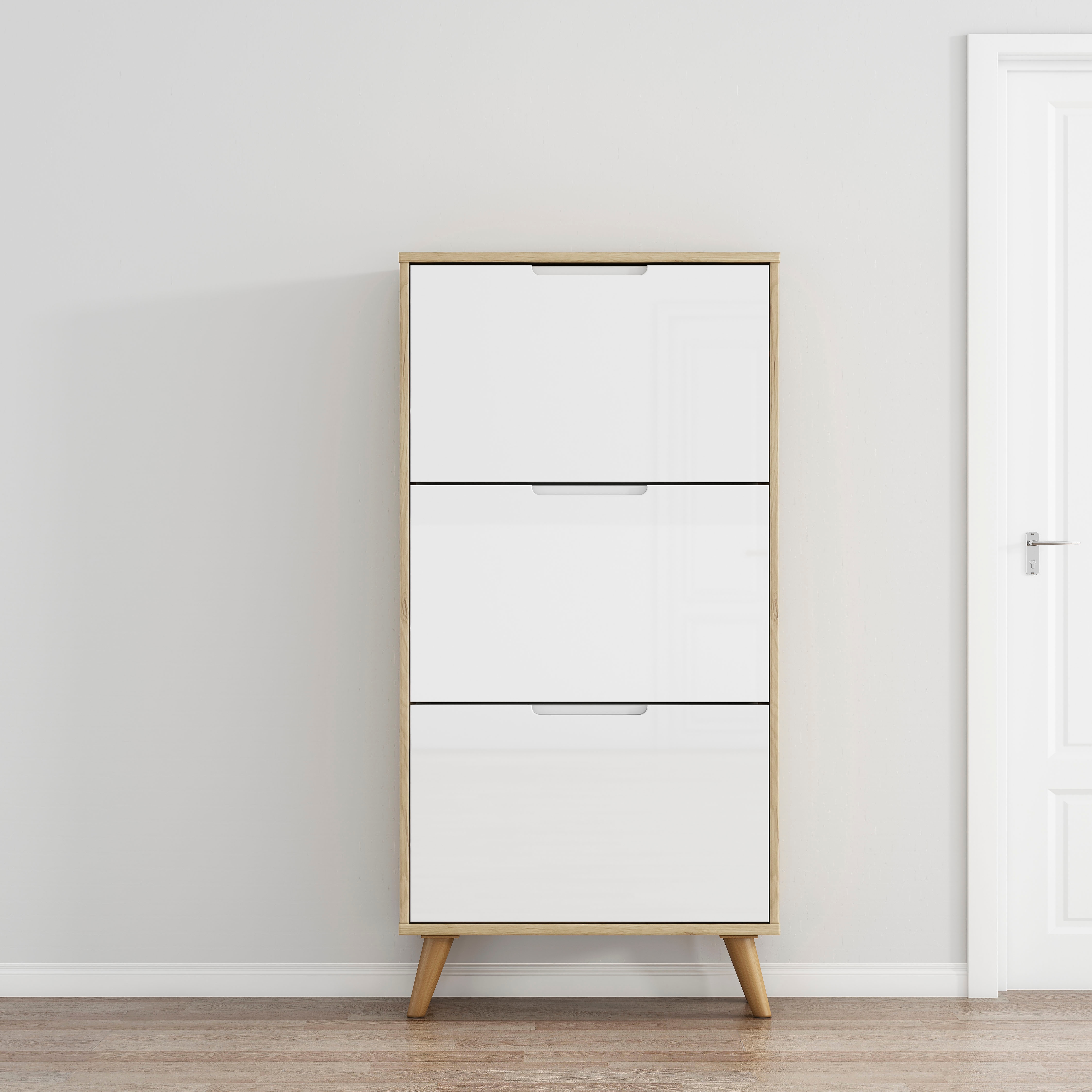 Schuhschrank OTTO HOME "Lund", eichefarben, weiß, B:62cm H:125cm T:24cm, FSC-zertifizierter Holzwerkstoff, Schränke, Schuhschrank, FSC-zertifiziertem Holz, ABS-Kanten, Breite 62 cm