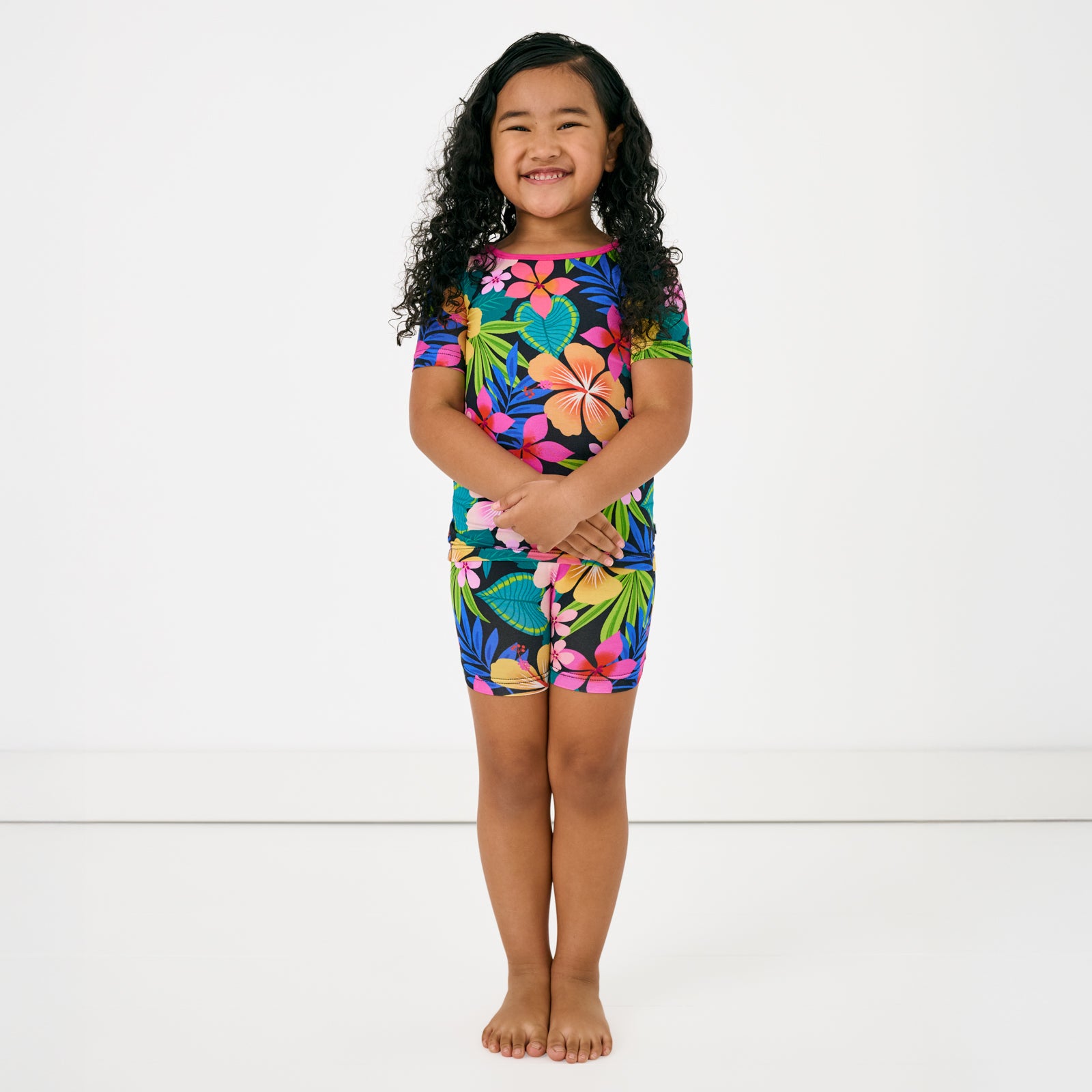 Jungle Blooms Two-Piece Short Sleeve & Shorts Pajama Set - 18-24 months