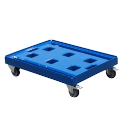 Logiplast Transportroller für Kisten 80 x 60 cm - 400 kg Traglast in Blau 2 Bock- und 2 Lenkrollen mit Feststellbremse Image