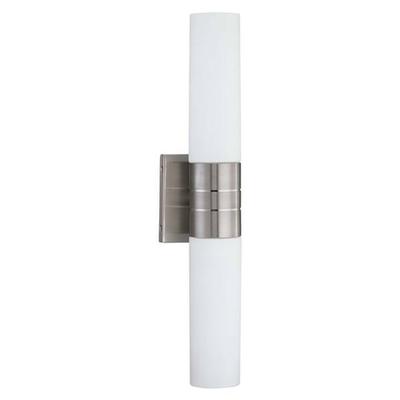 Nuvo Lighting 62936 - 2 Light Brushed Nickel White Satin Glass Shade Tube Vertical Wall Sconce Light Fixture (60-2936)