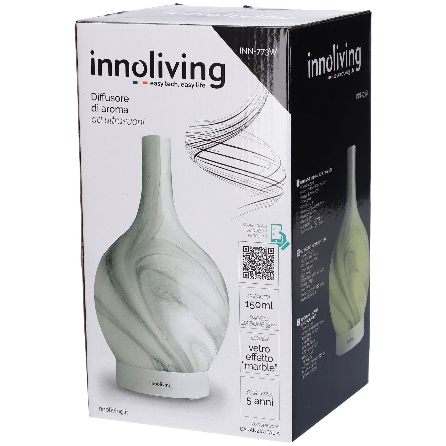 Innoliving Diffusore Di Aroma Ad Ultrasuoni Vetro Bianco 1 pz Altro