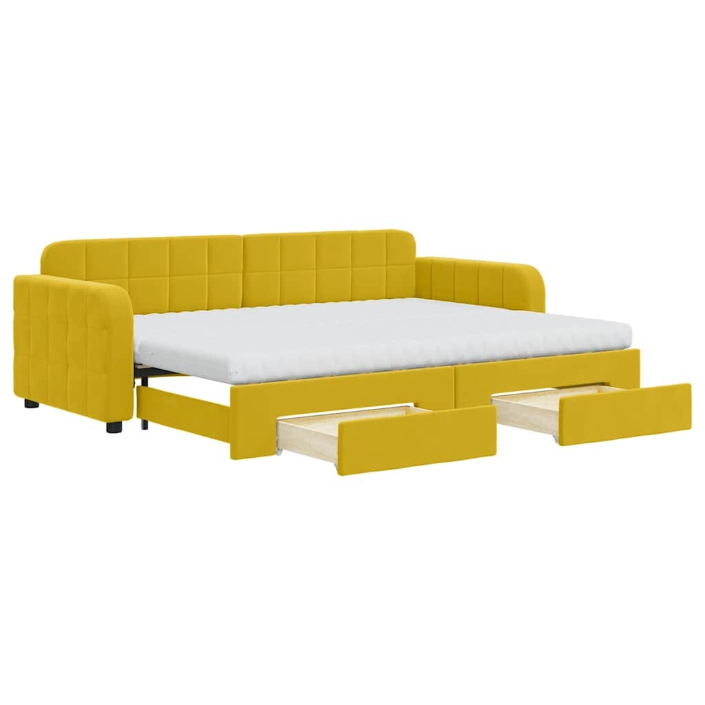 vidaXL Tagesbett Ausziehbar mit Schubladen Gelb 80x200 cm Samt Image