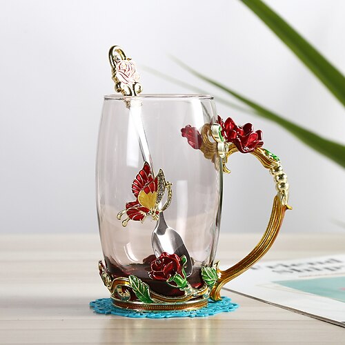 Weihnachtsgeschenke für Mütter, kleine Aufmerksamkeiten für Frauen, Glas-Kaffeebecher aus Emaille, Valentinstagsgeschenke für ihre Freundin, Ehefrau, beste Geburtstags-, Valentinstags- und Image