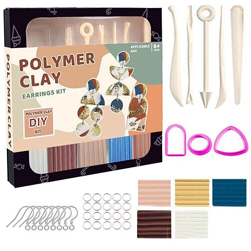 Weihnachtsgeschenke für Mütter, Frauen, Polymerclay-Ohrring-Bastelset für Erwachsene Schmuckbastelset für Jugendliche mit Tonausstechern Zubehör – Anfängerfreundlich Image