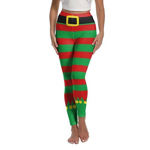 Weihnachtsmann Elf Hose Leggings Damen Weihnachten Alltagskleidung Erwachsene Weihnachten Maskerade Heiligabend Weihnachten Party Hose Image