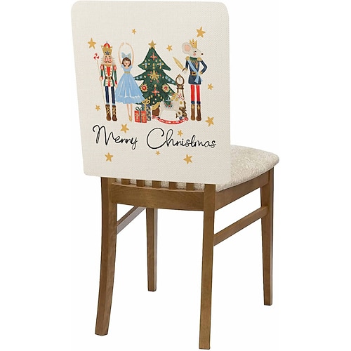 Weihnachtsstuhlhussen-Set, dekorative Stuhlhussen aus Stretchmaterial, festliche Sitzbezüge für Esszimmer, Restaurant, Zuhause, Partys und Feiern Image