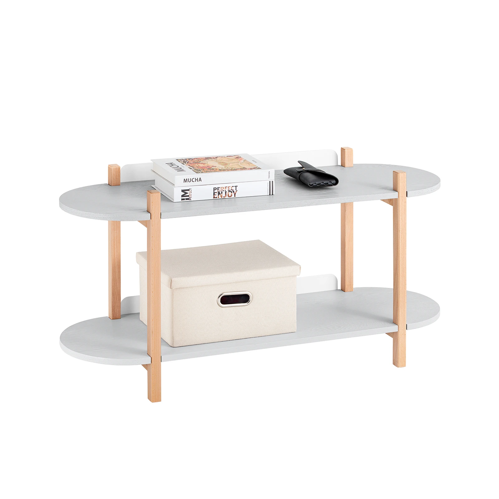 SoBuy HSTR01 Bücherregal Multifunktionales Regal Standregal mit 2 Ablagen Couchtisch Verkaufsregal Anrichte 100x52x33cm