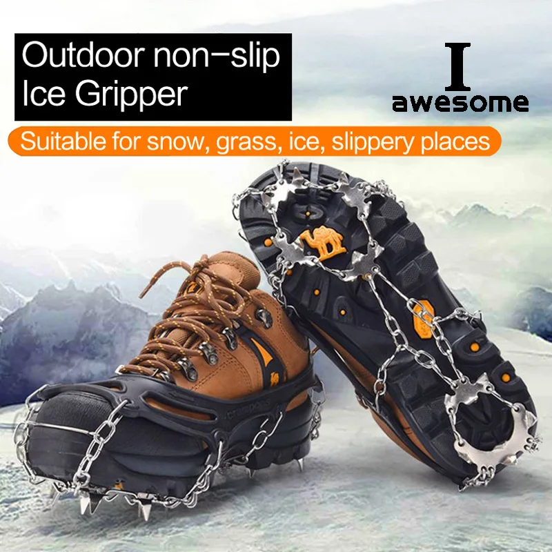 19 zähne Stude Eis Greifer Spike für Schuhe Anti-Slip Anti-Skid Nicht-slip Deckt Schnee Steigeisen stollen Griffe Klettern Schuh Stiefel