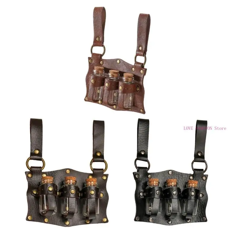 Halloween mittelalterlicher Alchemisten Trankflaschengürtel Festival Gürtelt Gürtel für Alchemisten und Attentäter Cosplay Y166 Image