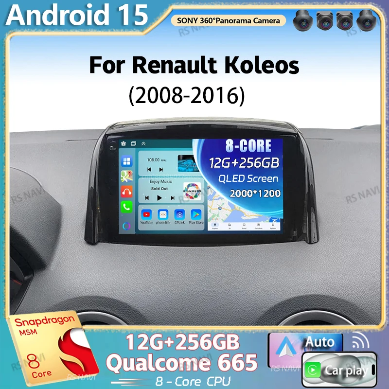 Android 15 Für Renault Koleos 2008-2016 2K QLED Android Auto Radio Multimedia Video Player GPS Stereo CarPlay 4G Kopf Einheit Image