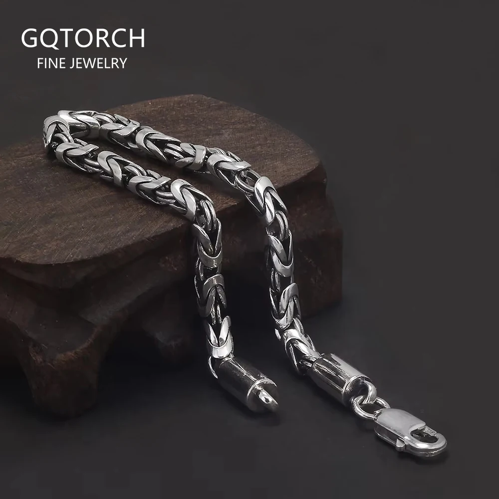 3,5 mm 925 Sterling Silber byzantinisches Kettenarmband für Männer, handgefertigtes Friedensmuster-Armband, Retro-Vintage-Mode, Herrenschmuck