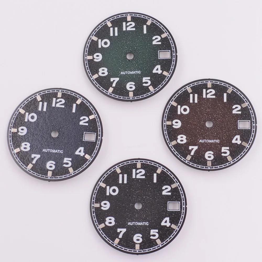 28,5 mm blau/kaffee/schwarz/grün steriles Zifferblatt grün leuchtend passend für NH35 NH36 Uhrwerk Uhrenteile