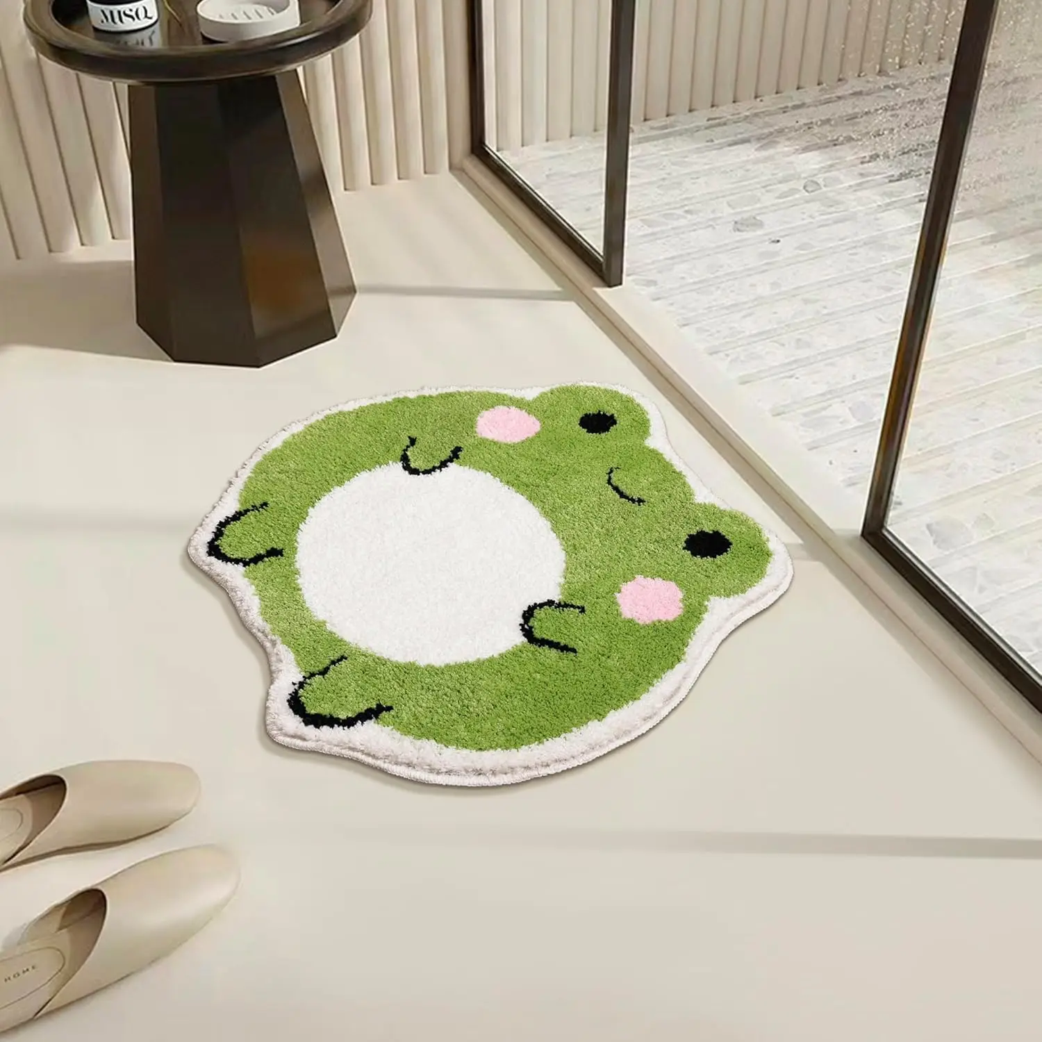VIKAMA Tapis de bain mignon Tapis de bain grenouille antidérapant pour salle de bain, tapis absorbants de luxe, tapis doux shaggy lavable à la machine Décor de salle de bain