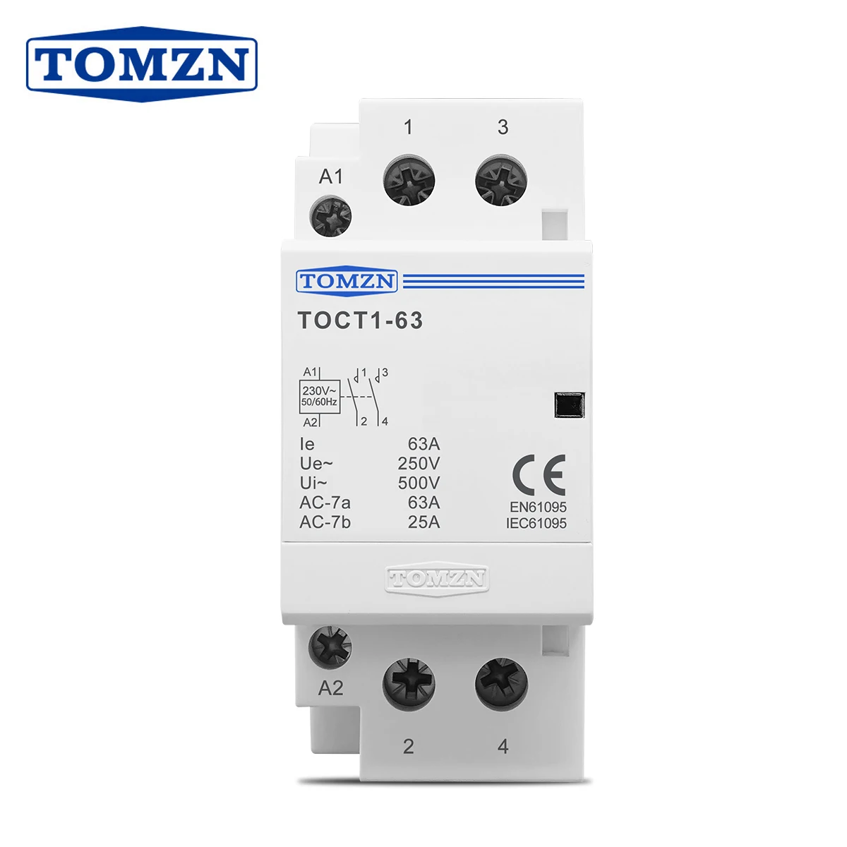 TOMZN 2P 40A 63A 220V/230V 50/60Hz Din-schiene Haushalt AC Modulare Schütz TOCT1 2NO 1NO1NC 2NC Image