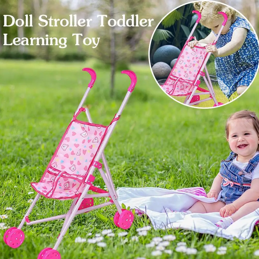 Langlebiger interaktiver Puppenwagen aus Kunststoff, stabiler Kinderwagen, Rollenspielspielzeug, Puppenwagen für Jungen, Mädchen, Babys, Jungen und Mädchen