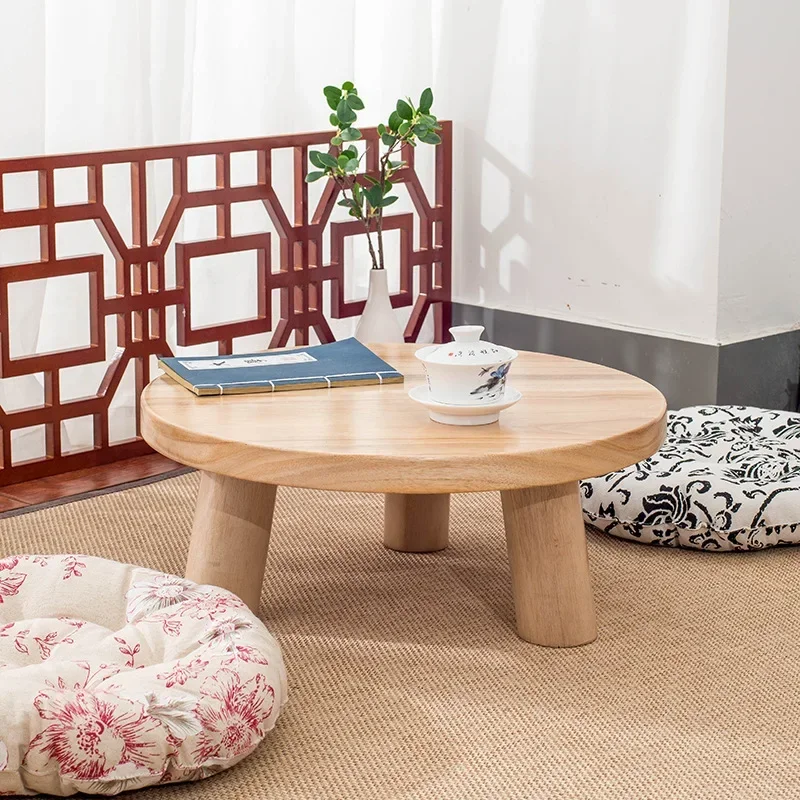 Einfache und moderne Erker Schlafzimmer kleine Massivholz Mini runden niedrigen Tisch Tatami Reis kleinen Couch tisch Tisch Image