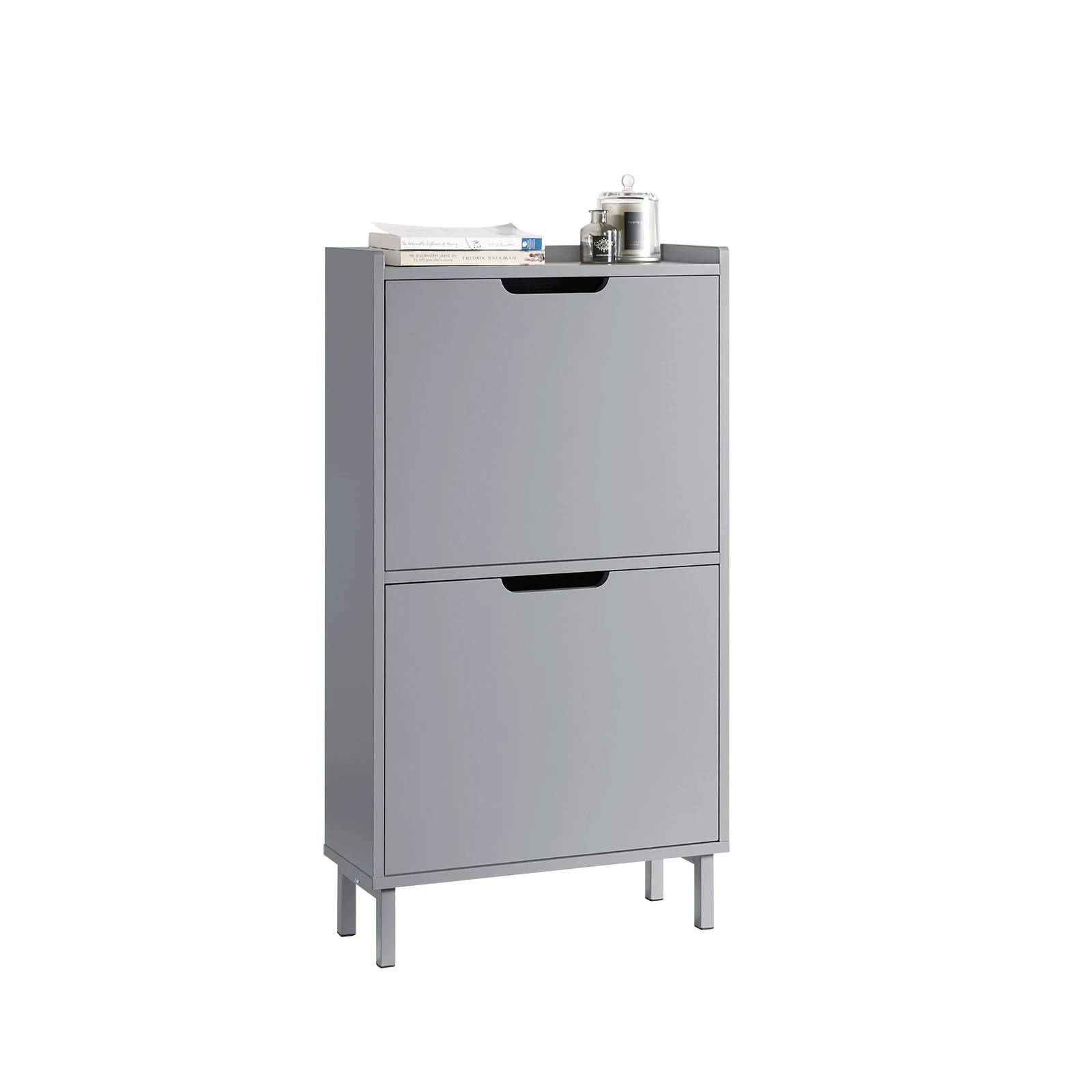 SoBuy FSR151 Schuhkipper mit 2 Klappen Schuhschrank schmal Schuhregal mit 4 Ablageflächen Schuhkommode Schuhablage