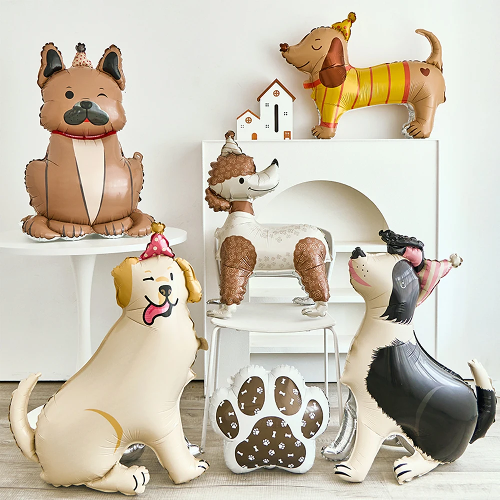 Der dreidimensionale Aluminiumfolienballon in Hundeform von 1 Stück eignet sich für Geburtstagsfeier-Dekorationszubehör mit Haustierthema Image